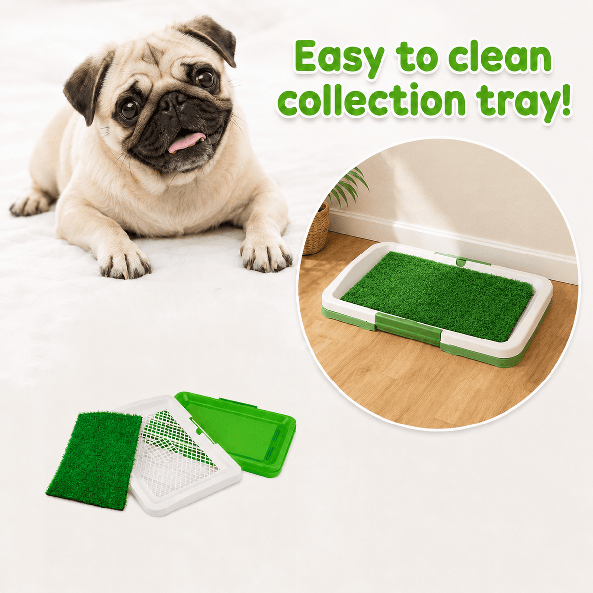 Dog Grass Pad with Tray – Reusable Puppy Toilet Training Mat, 34 × 45.5 cm