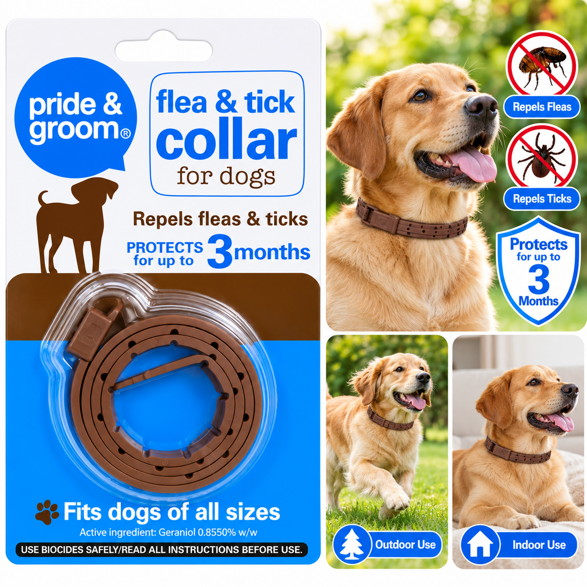 Flea Tick Collar Dogs Cats 3 Month Protection Repels Fleas 1Pc