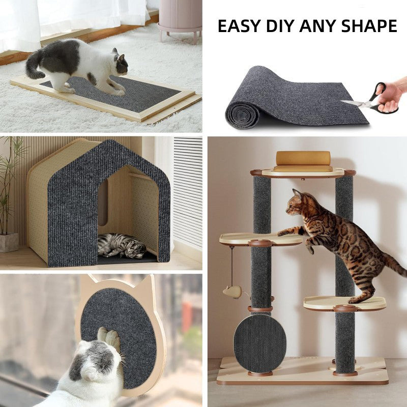 Grey self-adhesive cat scratch carpet